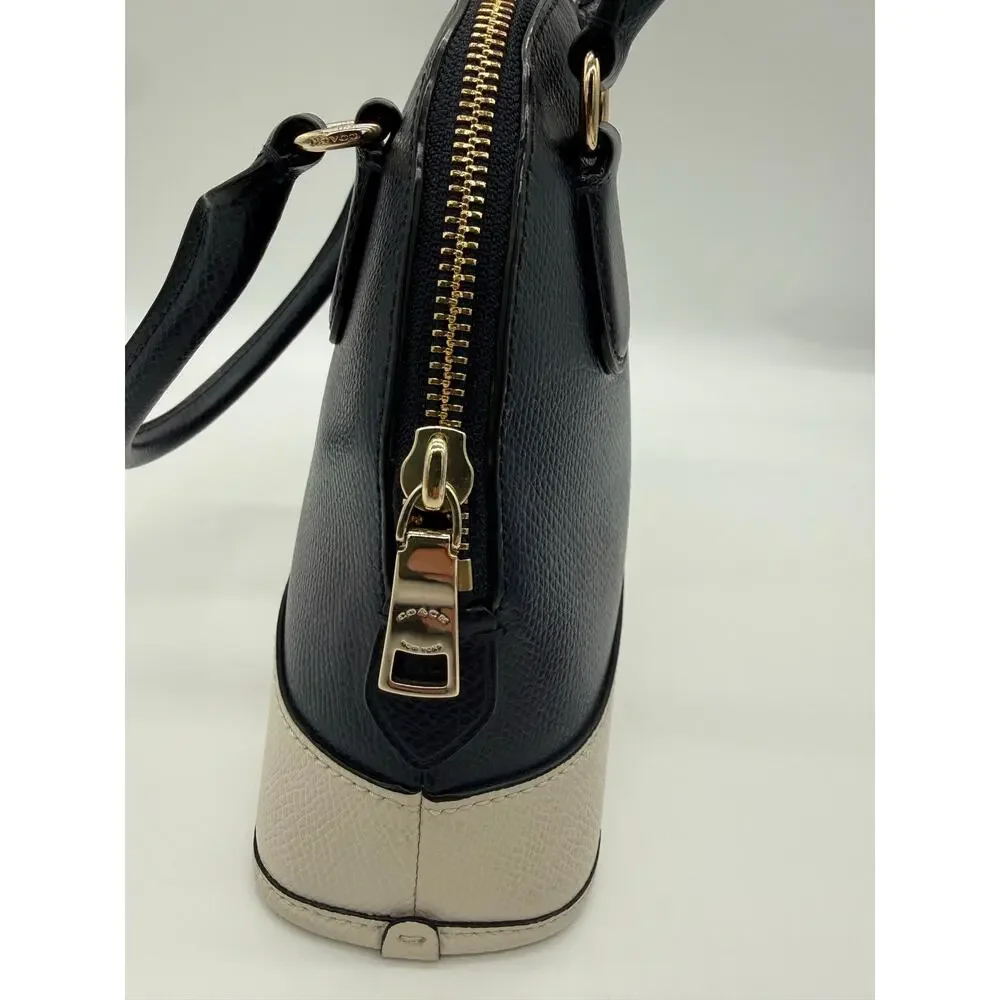 Coach Mini Cora Domed Satchel Midnight Navy Chalk Leather Crossbody F34517⁠
